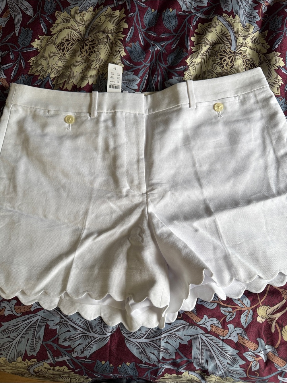 J. Crew White Scallop Hem Shorts